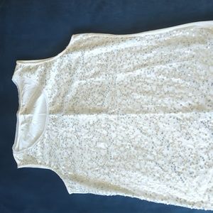 Women's white Sequined Tee, Coldwater Creek Large/14